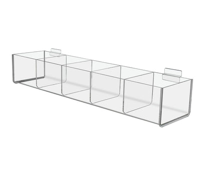Slatwall 19.5"W Acrylic 5 Compartment Retail Product Storage Bin