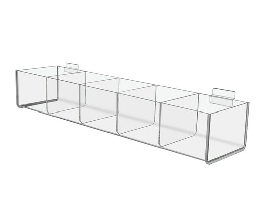 Slatwall 19.5"W Acrylic 5 Compartment Retail Product Storage Bin