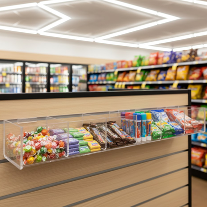 Slatwall 19.5"W Acrylic 5 Compartment Retail Product Storage Bin