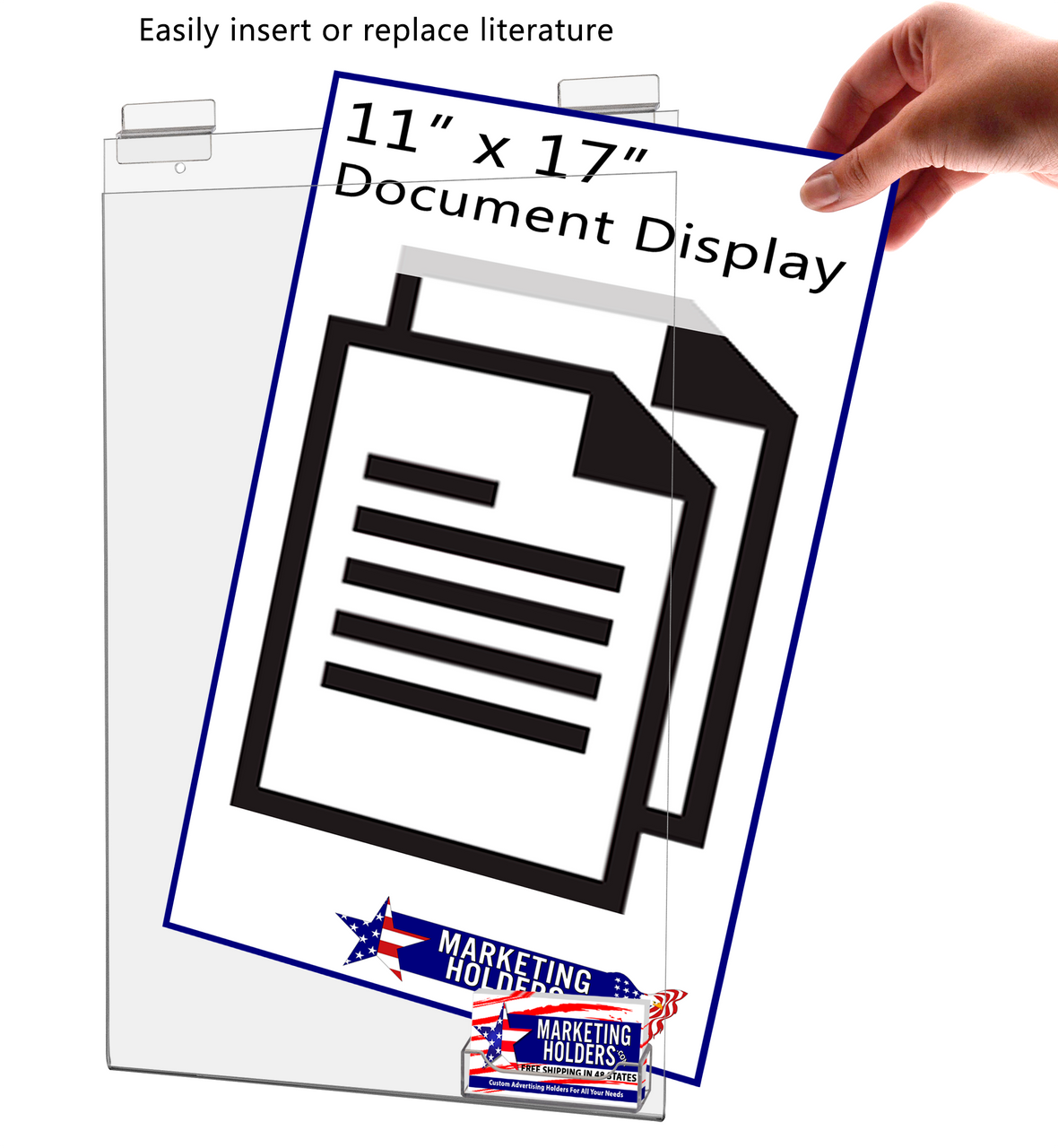 11"W x 17"H Slatwall Large Sign Holder Sleeve with Card Pocket