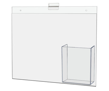 14"W x 11"H Slatwall Promotional Sign Holder with Brochure Slot