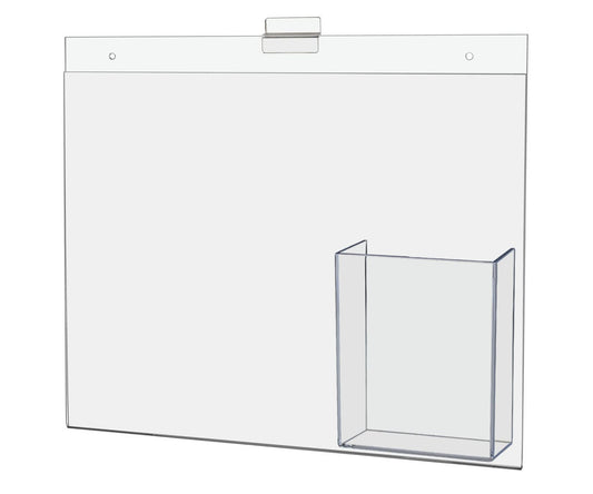 14"W x 11"H Slatwall Promotional Sign Holder with Brochure Slot