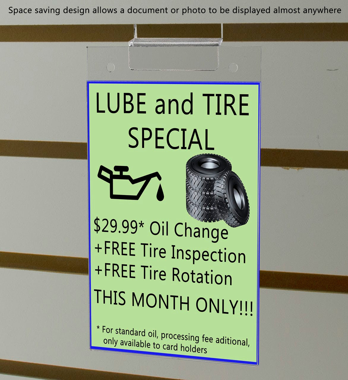 5.5"W x 8.5"H Slatwall Sign Holder for Pricing Sales and Specials