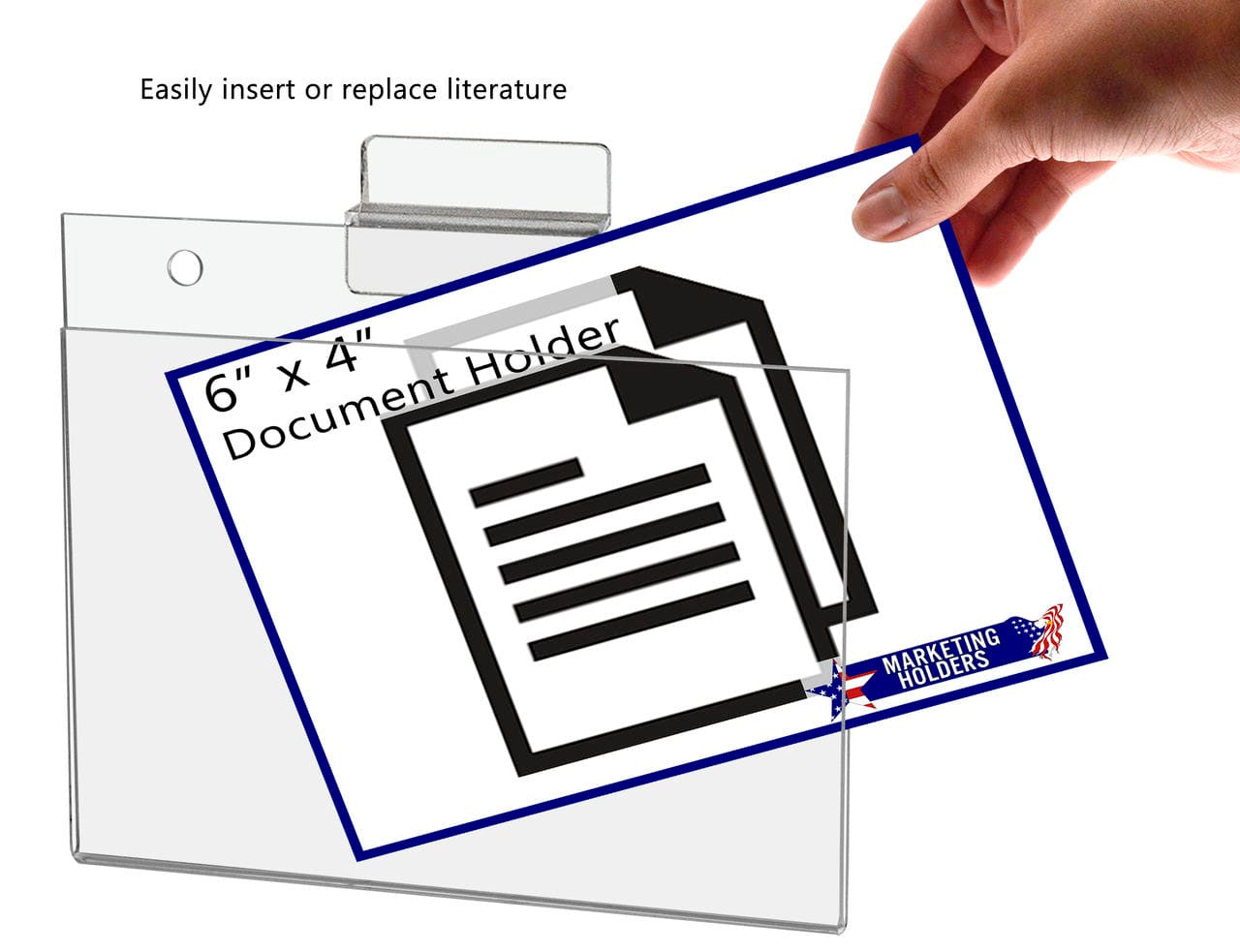 6"W x 4"H Slatwall Sign Holder for Pricing Sales and Specials