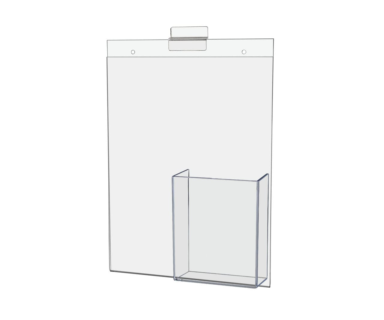 8.5"W x 11"H Slatwall Sign Holder with Trifold Brochure Pocket