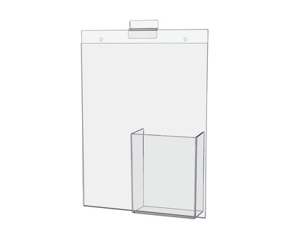 8.5"W x 11"H Slatwall Sign Holder with Trifold Brochure Pocket