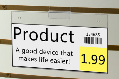 8.75"W x 4"H Slatwall Sign Holder Product UPC Code Display