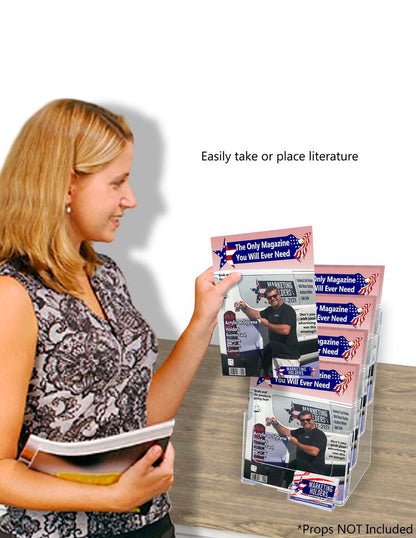 Brochure Holder for Flyers and Trifolds with Business Card Slot
