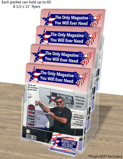 Brochure Holder for Flyers and Trifolds with Business Card Slot