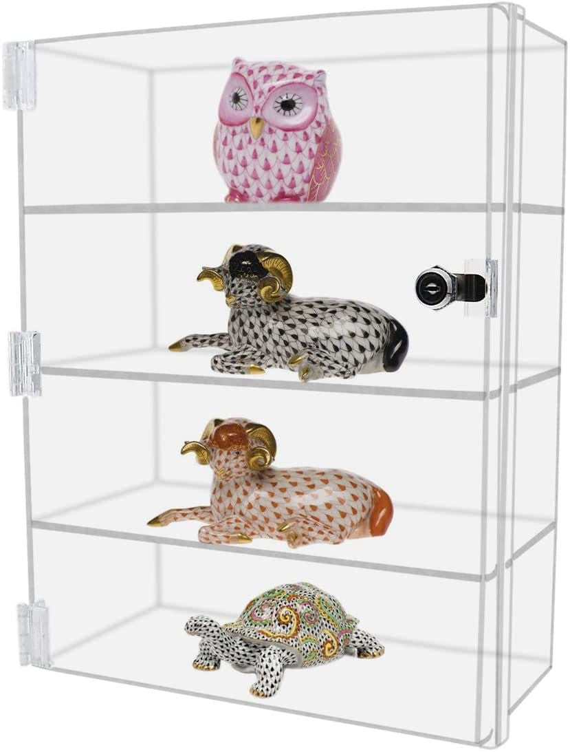 12"W x 8"D x 16"H Acrylic Locking Display Cabinet 3 Shelves