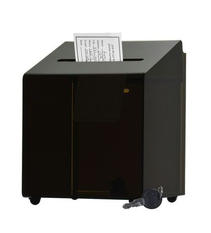6.5"W Locking Fundraiser Ballot Box Smoke Colored Acrylic