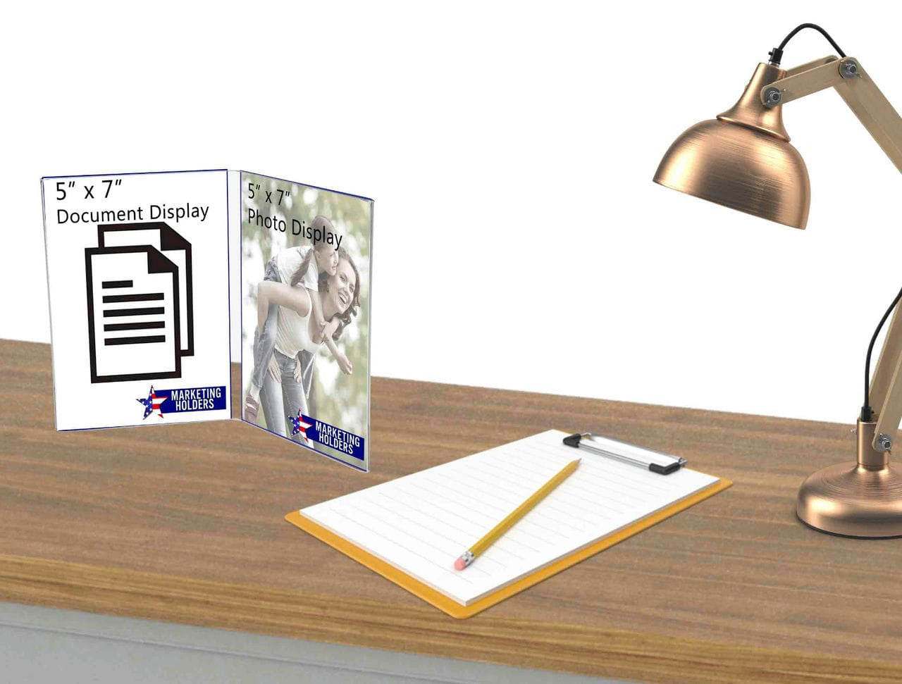 5"W x 7"H Double Panel Table Tent Sign Holder Book Style Frame