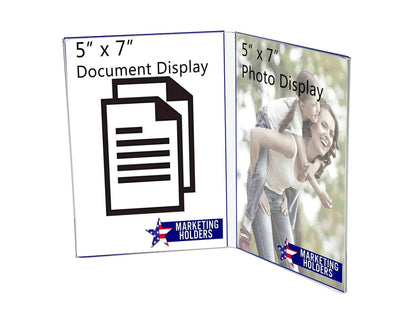 5"W x 7"H Double Panel Table Tent Sign Holder Book Style Frame
