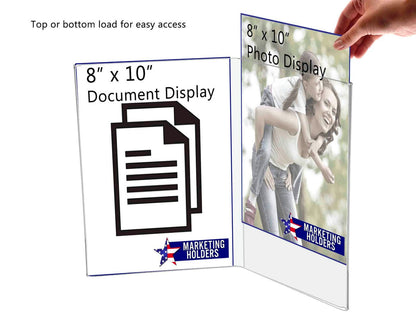 8"W x 10"H Sign Holder Double Panel Book Style Frame Table Tent