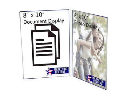 8"W x 10"H Sign Holder Double Panel Book Style Frame Table Tent