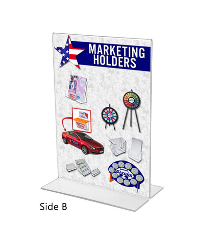 2 Pocket Business Card Holder 5"W x 7"H Sign Insert Display Stand