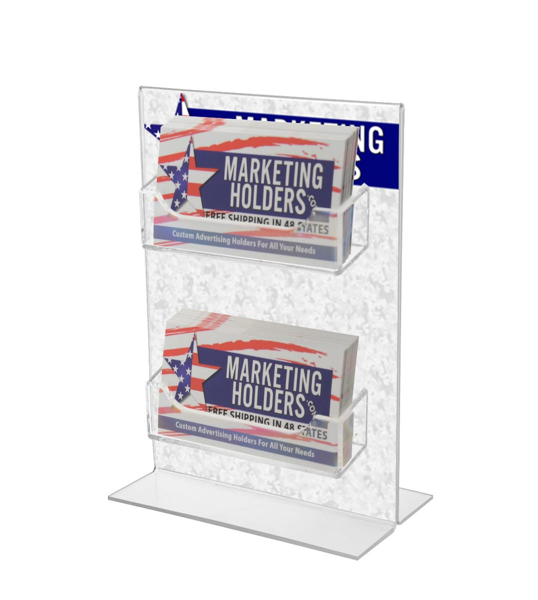 2 Pocket Business Card Holder 5"W x 7"H Sign Insert Display Stand