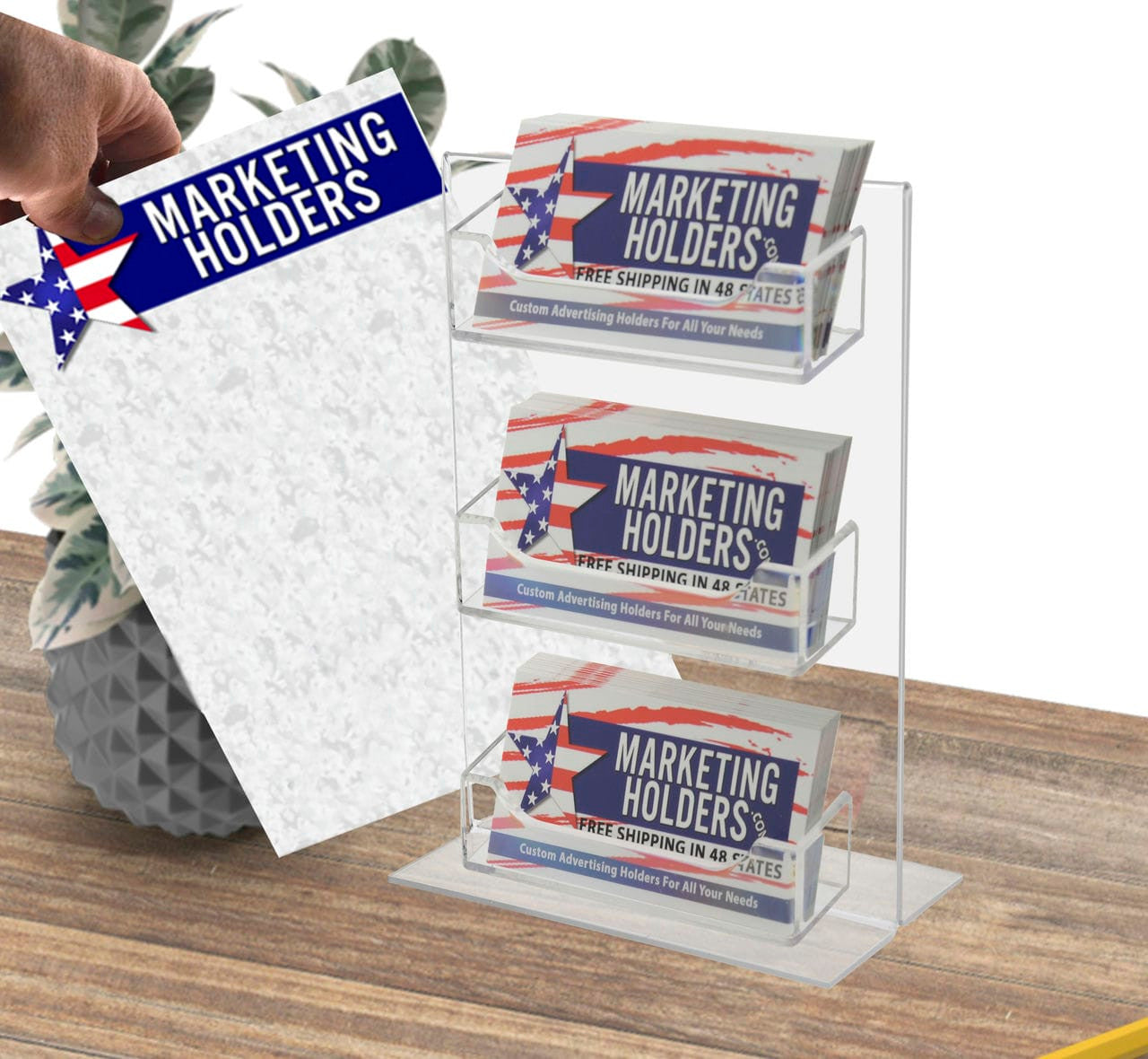 3 Pocket Appointment Card Holder with Sign Frame Display