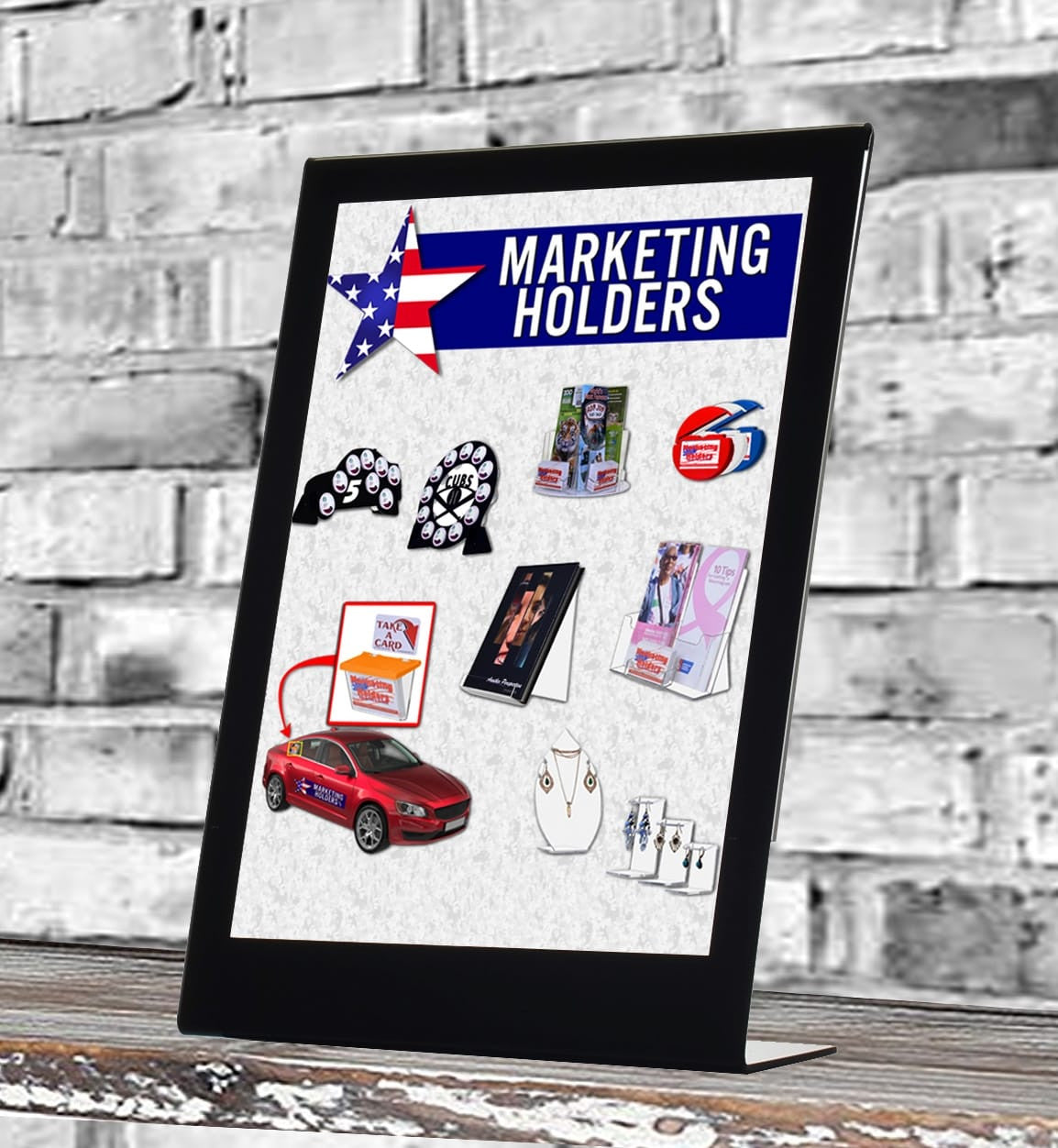 8.5"W x 11"H Sign Holder with Black Border Ad Display Frame