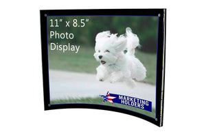 11"W x 8.5"H Curved Sign Photo Holder with Elegant Black Backing