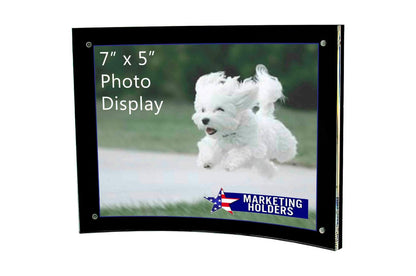 7"W x 5"H Curved Photo Stand Small Sign Holder with Black Border