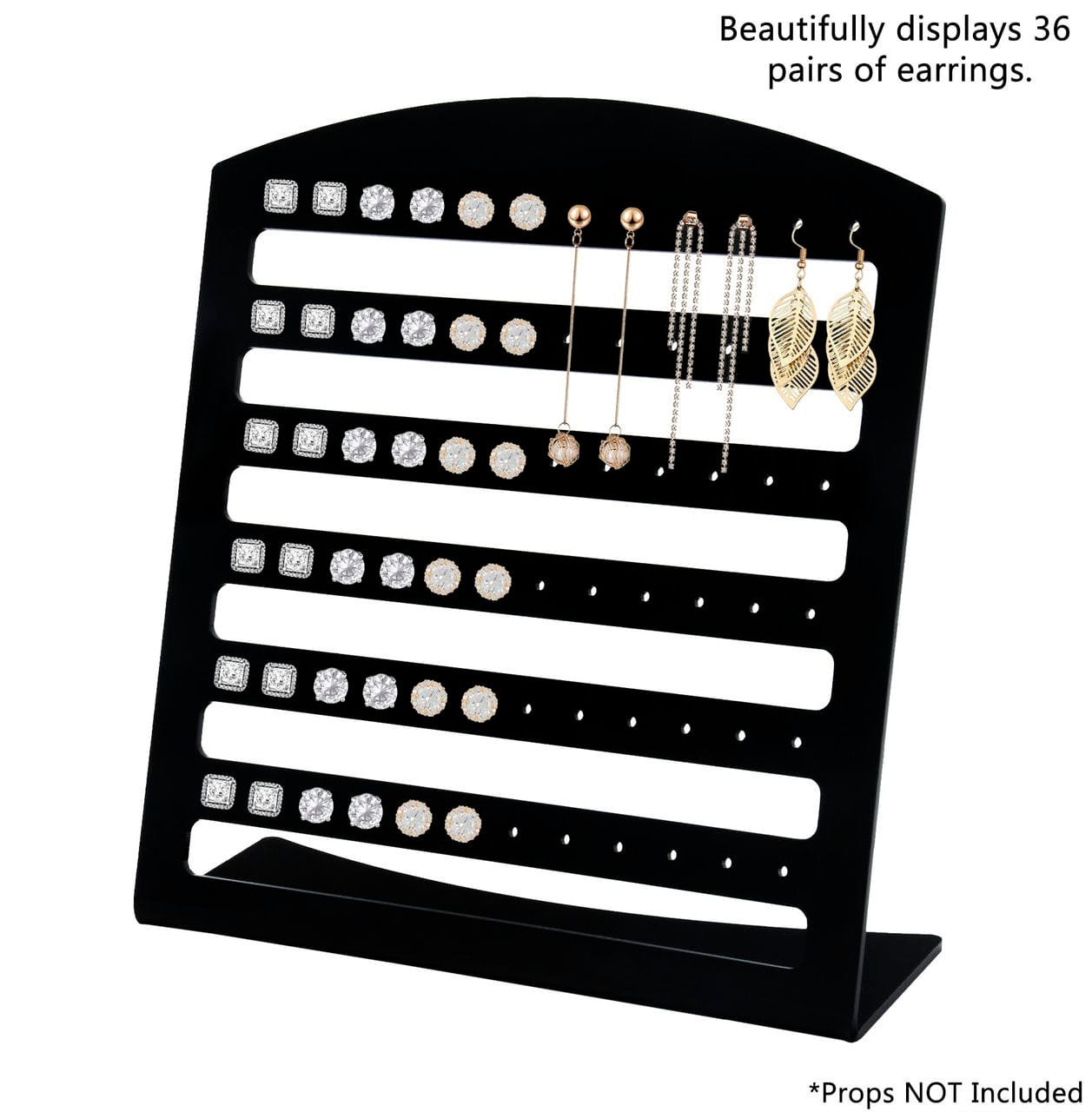 7"H Dangle Earring Display Showcase Acrylic Stand Black 36 Pair