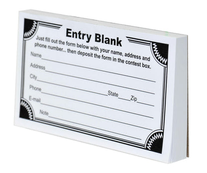 5" Blank Contest Entry Forms 100 Sheets Per Pad With Fancy Border