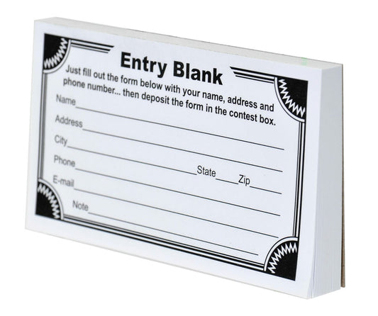 5" Blank Contest Entry Forms 100 Sheets Per Pad With Fancy Border