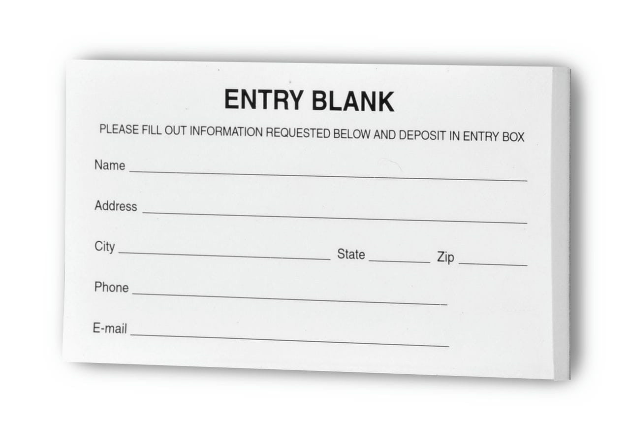 5" Blank Paper Raffle Contest Entry Forms Pad of 100 Sheets