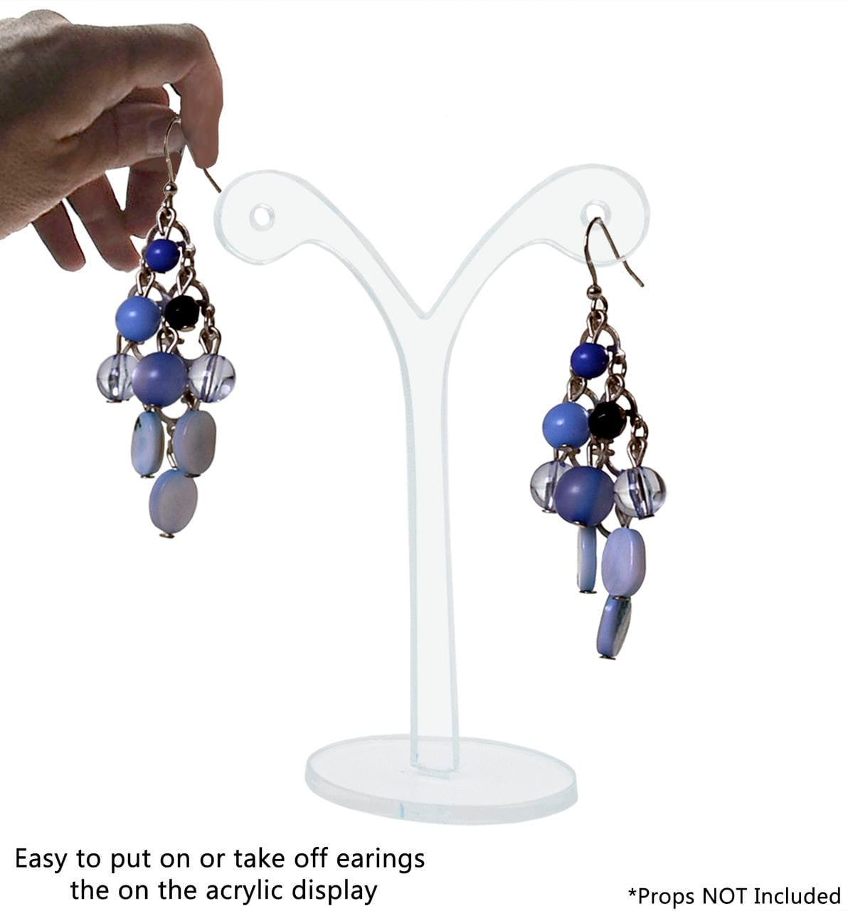 4"H Y Shape Dangle Earring Stand Vanity Display Acrylic Clear