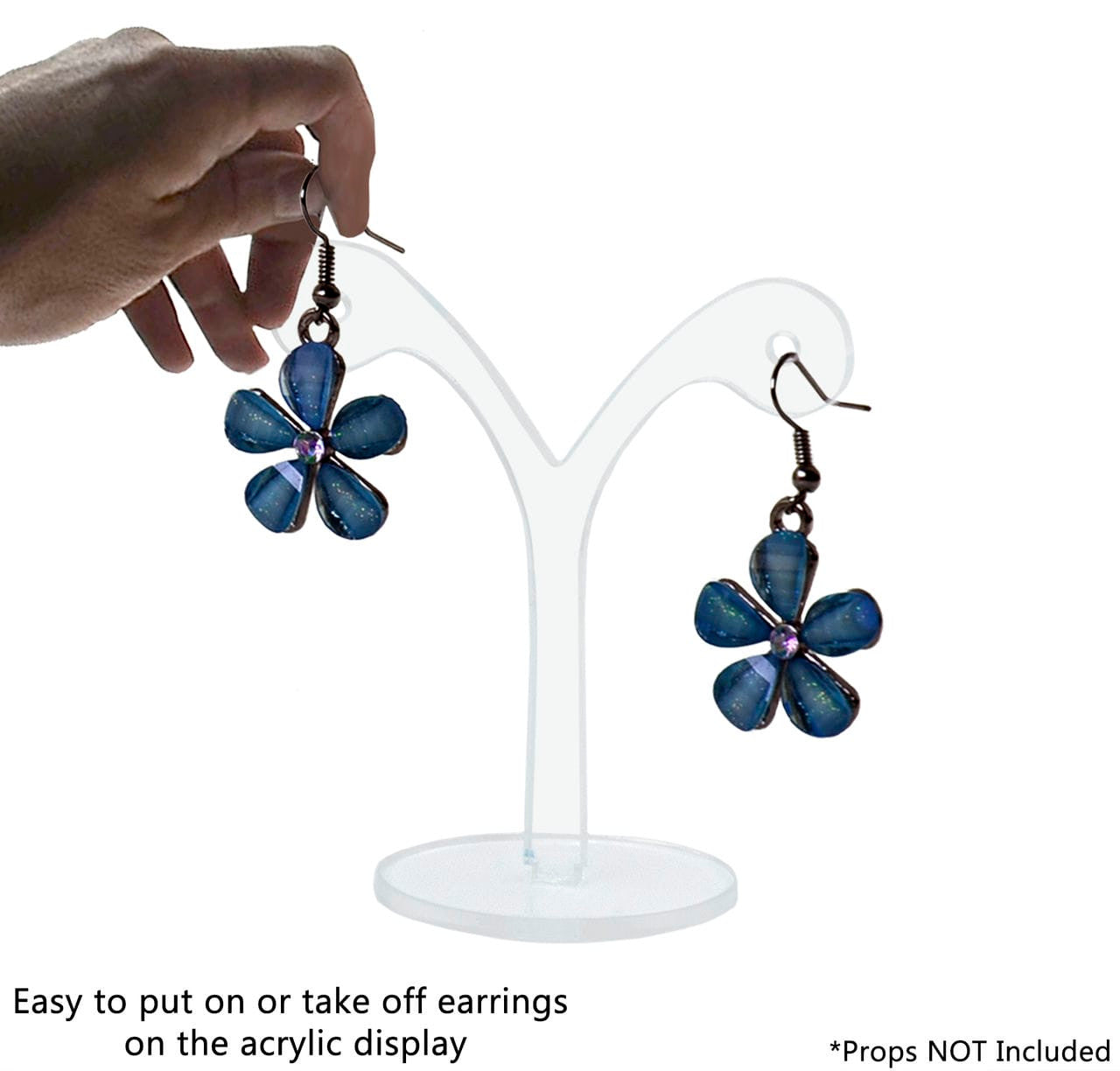 3"H Y Shape Earring Stand Counter Display Holder Clear Acrylic