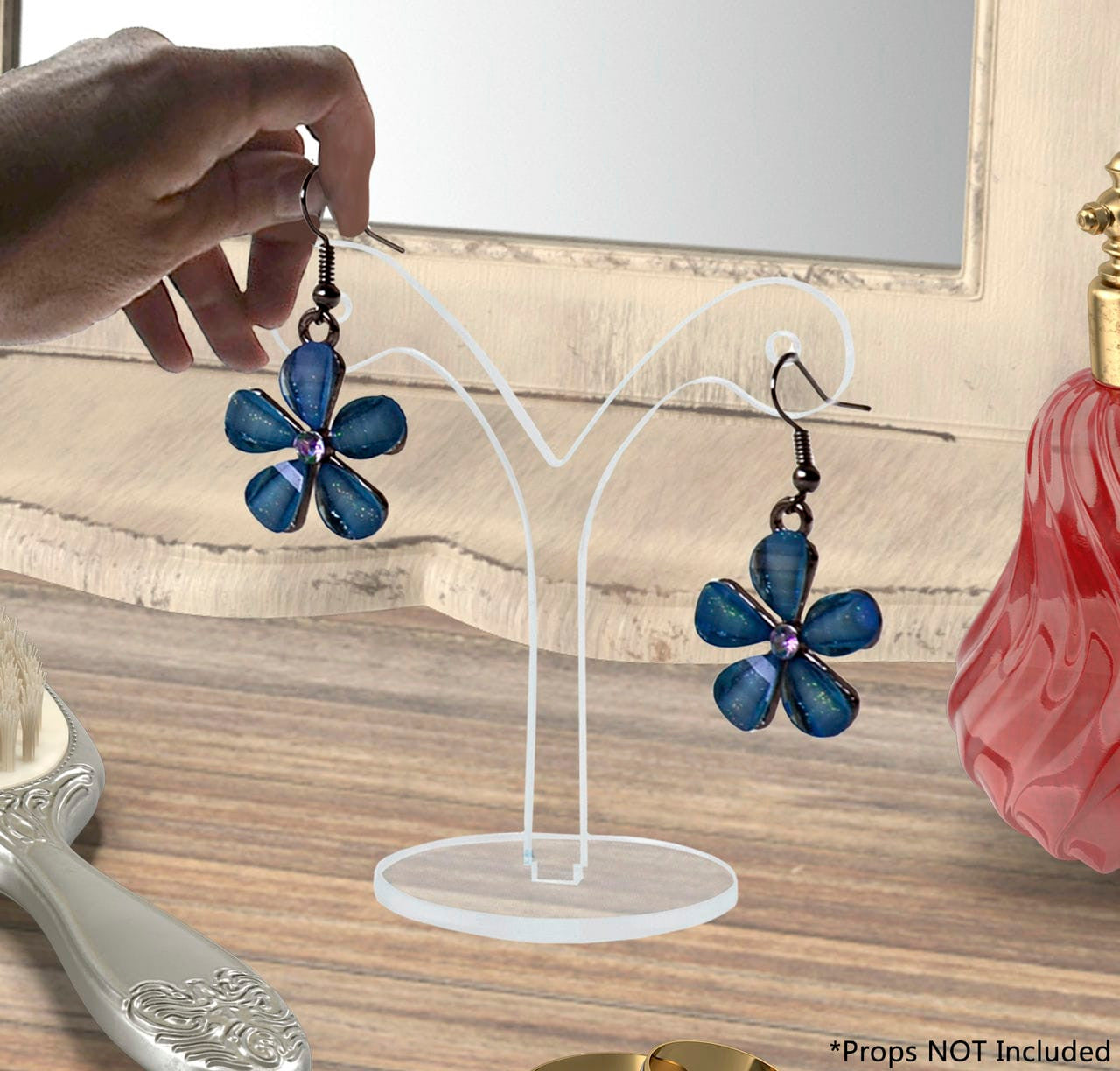 3"H Y Shape Earring Stand Counter Display Holder Clear Acrylic