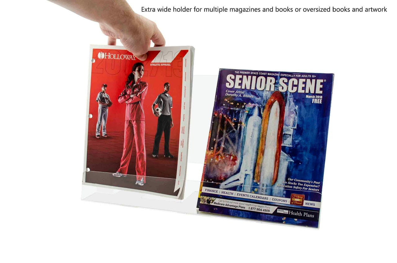 18"W Slatwall Book Shelf with Lip Stop Catalog Booklet Rack Clear