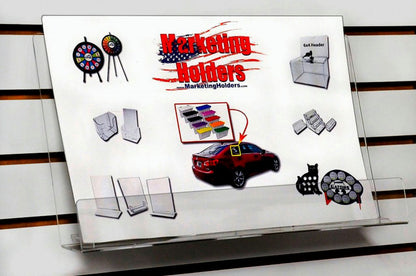 18"W Slatwall Book Shelf with Lip Stop Catalog Booklet Rack Clear