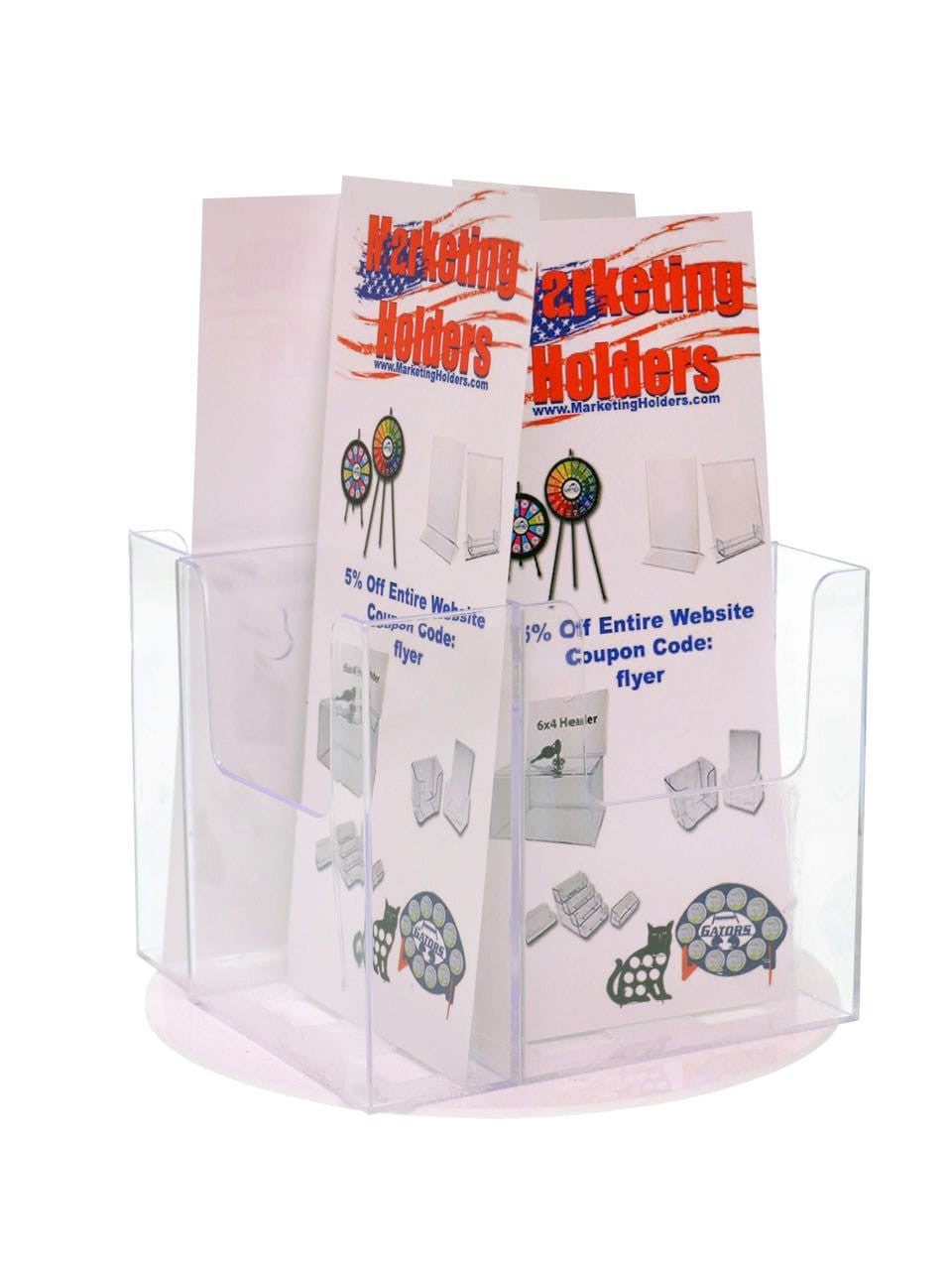 Spinning Brochure Holder with 4 Pockets for 4"W Trifolds