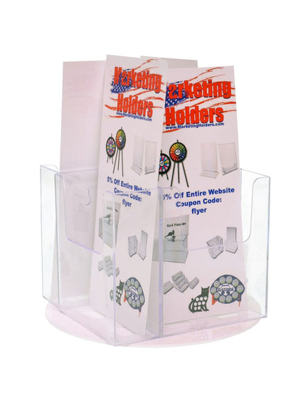 Spinning Brochure Holder with 4 Pockets for 4"W Trifolds
