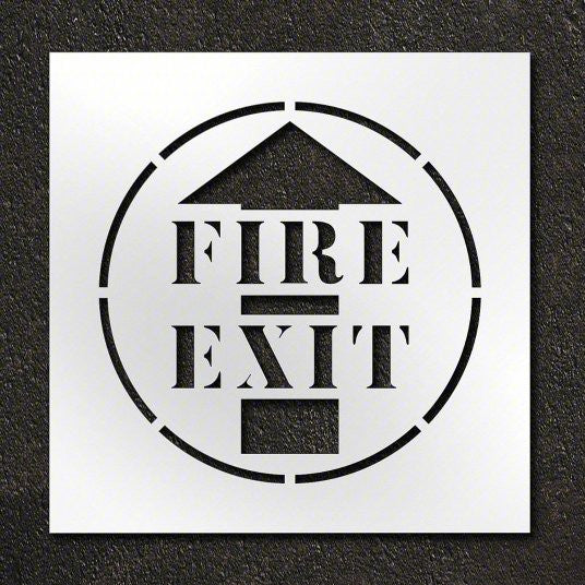 FIRE EXIT Stencil with Arrow for Walls Ceilings and Floors