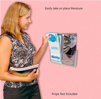 Trifold Holder 2 Pocket for 4"W Brochures Wall Mount