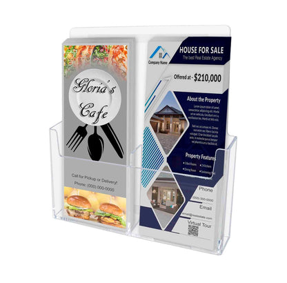 Trifold Holder 2 Pocket for 4"W Brochures Wall Mount