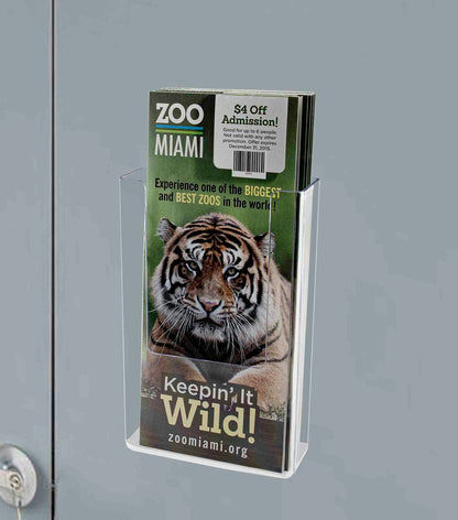 3.5"W Magnetic Slim Trifold Brochure Holder Metal Mount Display