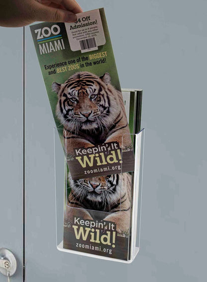 3.5"W Magnetic Slim Trifold Brochure Holder Metal Mount Display