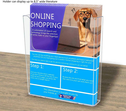 8.5"W Flyer Display Magazine Holder Wall or Countertop Display