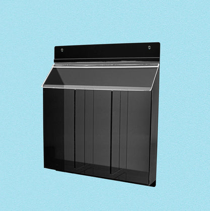 4"W x 9"H Outdoor Brochure Holder Wall Clear and Black Box