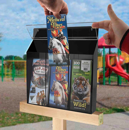 4"W x 9"H Outdoor Brochure Holder Wall Clear and Black Box