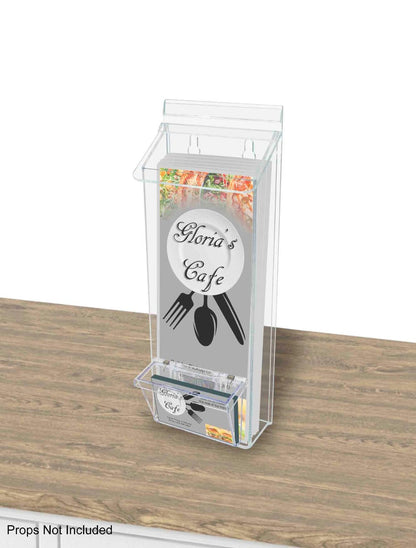 4"W x 11"H Outdoor Trifold Holder Wall Brochure Bin with Card Box