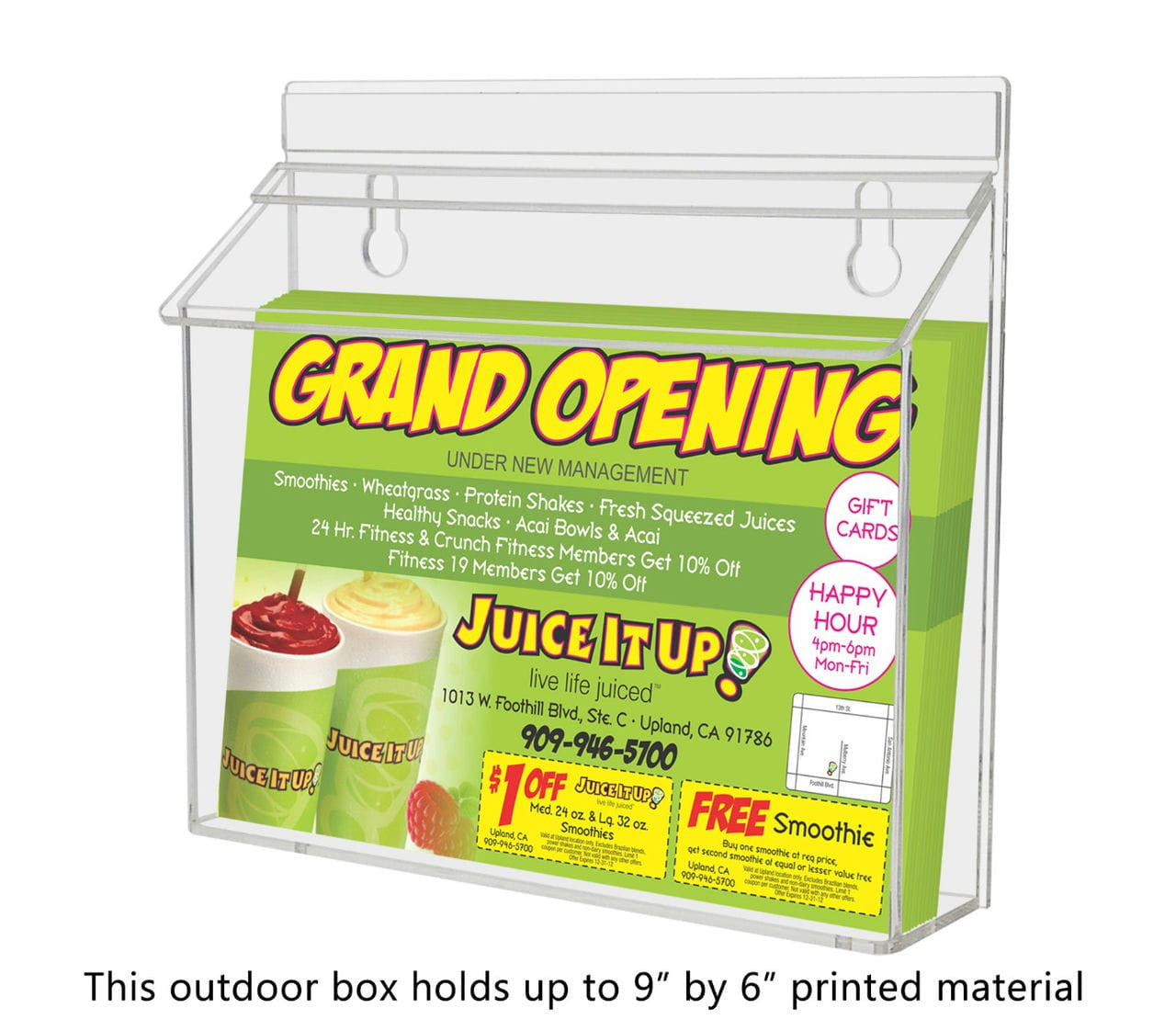9"W x 6"H Outdoor Bifold Booklet Holder Wall Brochure Box with Lid