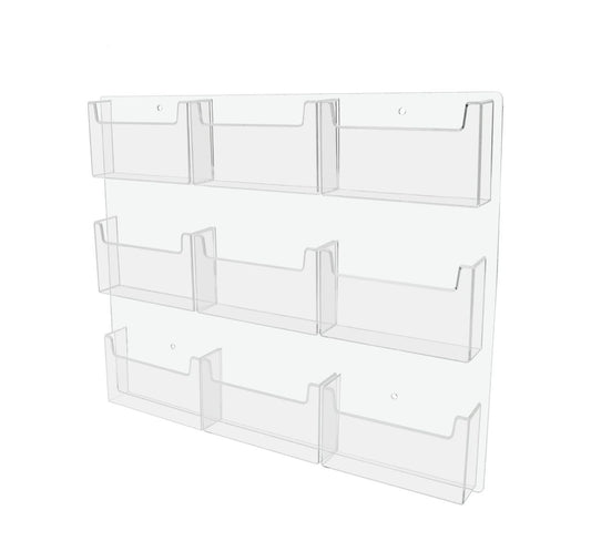 Wall 9 Pocket Postcard Holder for 6"W Advertising Literature