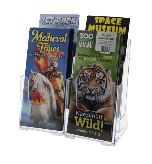 Trifold Display Stand for 4"W Brochures 2 Tier Organizer