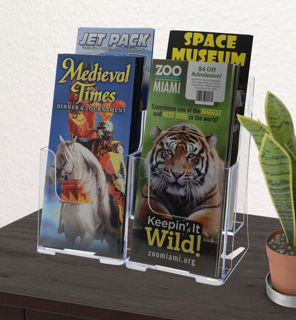 Trifold Display Stand for 4"W Brochures 2 Tier Organizer