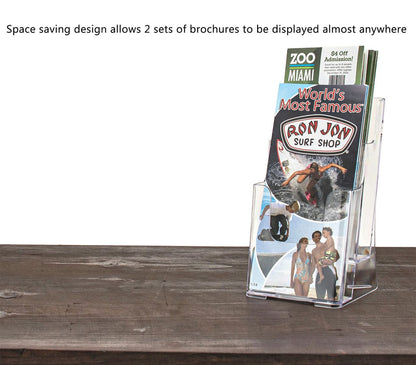 Trifold Display Stand for 4"W Brochures 2 Tier Organizer Caddy
